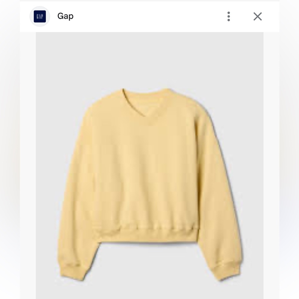 GAP Butter Yellow V-Neck Oversized Sweatshirt L
